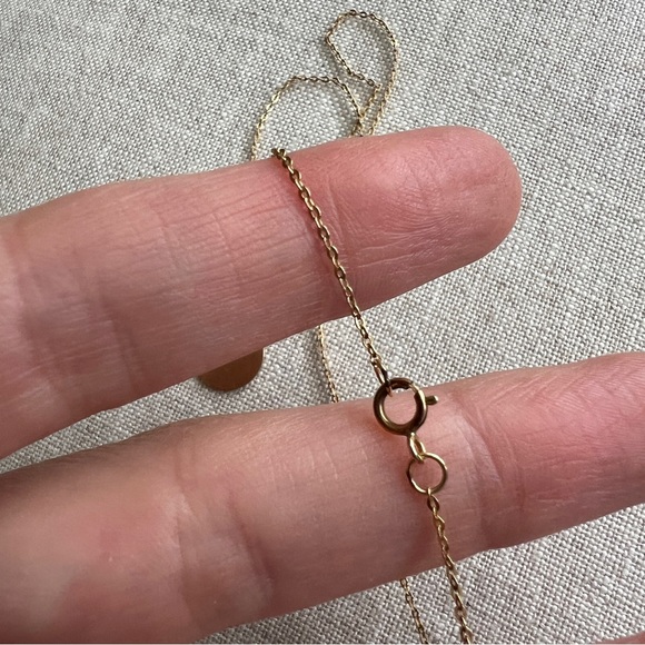 Gold filled dainty necklace simple circle disk pendant charm gold 16” chain - Picture 10 of 12